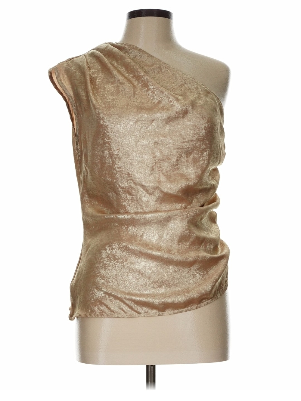 SHEIN One-Shoulder Gold Sleeveless Top